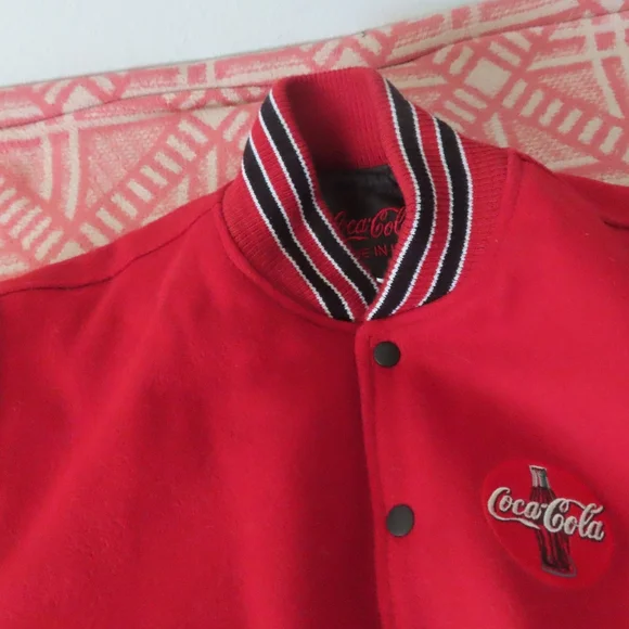 Vintage rare Coca cola livin in brick city Jacket Made In The USA leather wool M
